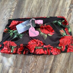 Sugar Thrillz Red Rose Print Mini Skirt